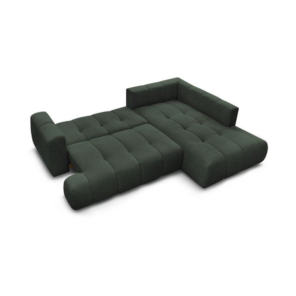 Žalios spalvos sulankstoma/su sandėliavimo vieta kampinė sofa (su dešiniuoju kampu/„L“ formos) Fuji – Bobochic Paris-image-4