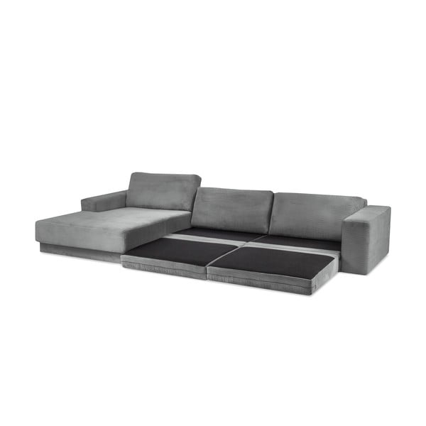 Pilka aksominė sofa-lova Milo Casa Donatella, kairysis kampas-image-4