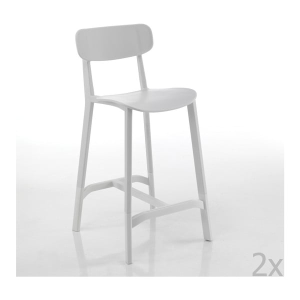 2 baltų baro kėdžių, tinkamų naudoti lauke, rinkinys "Tomasucci Mara