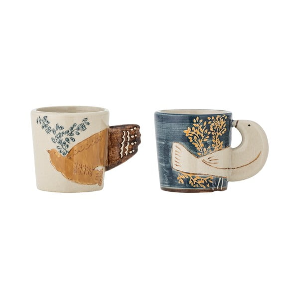 Mėlynos spalvos/kreminės spalvos iš akmens masės puodeliai 2 vnt. espreso 55 ml Hezha – Bloomingville