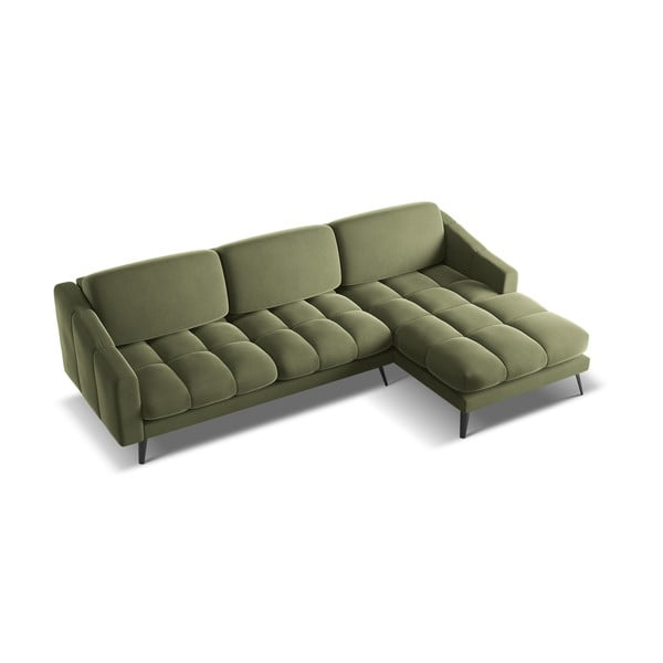 Žalios spalvos iš velveto kampinė sofa (su dešiniuoju kampu) Nalu – Makamii-image-3