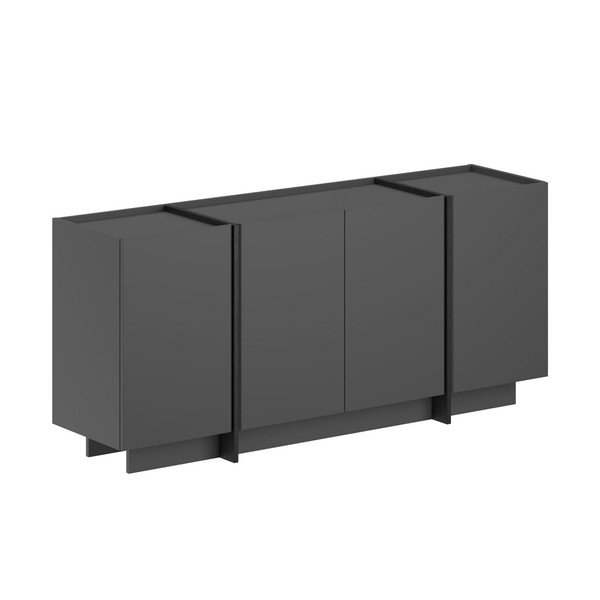 Antracito spalvos šoninė spintelė su anga laidams 180x80x45 cm Dorma – Kalune Design