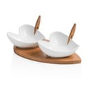 2 serviravimo dubenų rinkinys su bambukiniu padėklu ir 2 iešmais Brandani Coeur Blanc