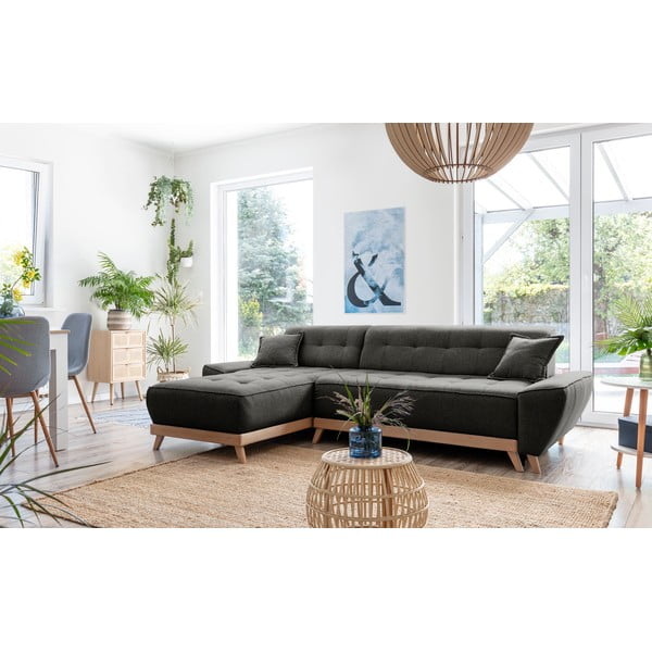 Tamsiai pilka sulankstoma kampinė sofa Miuform Dazzling Daisy-image-3