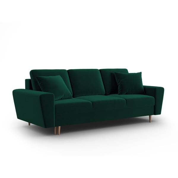 Žalios spalvos iš velveto sulankstoma/su sandėliavimo vieta sofa 235 cm Kyoto – Cosmopolitan Design-image-1