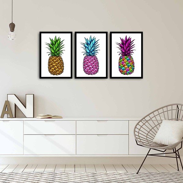 Trijų dalių paveikslas Ananasas, 109 x 50 cm-image-1