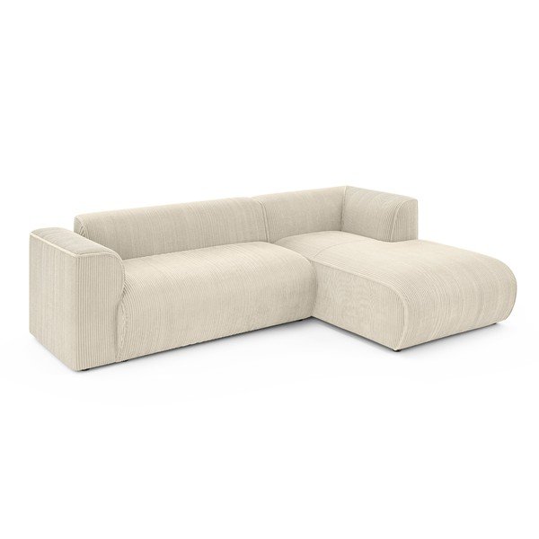 Smėlio spalvos kampinė sofa iš kordinio velveto (su dešiniuoju kampu/su gultu) Merid  – Ropez-image-2
