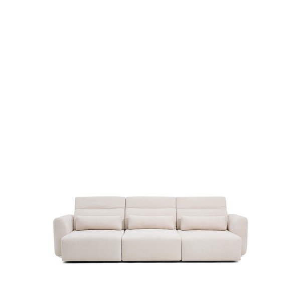 Smėlio spalvos reguliuojama/sulankstoma sofa iš šenilinio audinio su gultu 335 cm Lares – Kave Home-image-2