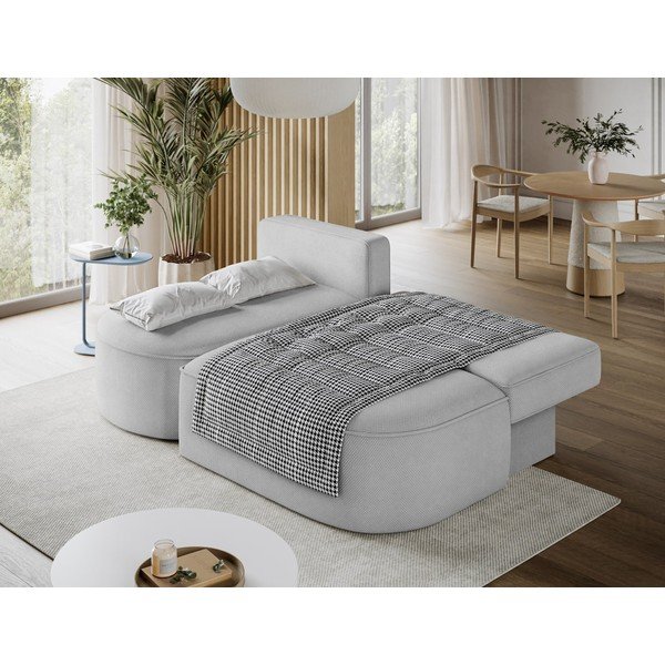 Pilkos spalvos sulankstoma/su sandėliavimo vieta kampinė sofa iš šenilinio audinio (su kairiuoju kampu/su gultu) Livosa – ELTAP-image-1