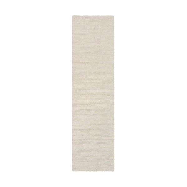 Rankų darbo dramblio kaulo spalvos iš vilnos kilimas 80x230 cm Harris Boucle – Flair Rugs
