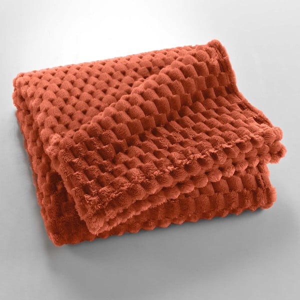 Terakotos spalvos iš mikroflanelės antklodė ir pledas 125x150 cm Mini Frosty – douceur d'intérieur