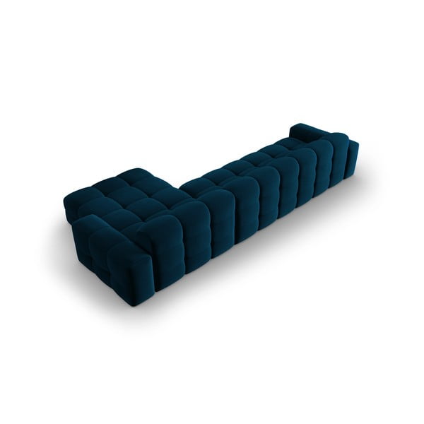 Tamsiai mėlyna aksominė kampinė sofa (dešinysis kampas) Kendal - Micadoni Home-image-4