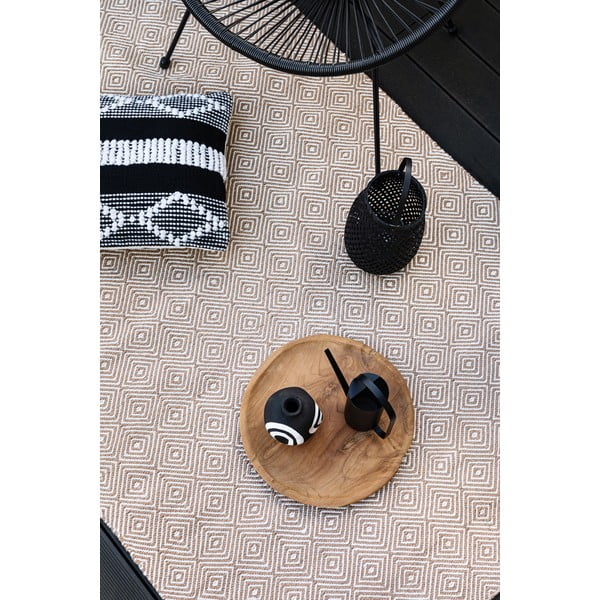 Kreminis dvipusis lauko kilimas iš perdirbto plastiko Green Decore Solitaire, 120 x 180 cm-image-1