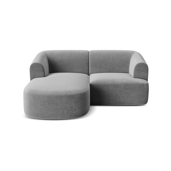 Šviesiai pilkos spalvos kampinė sofa iš velveto (su kairiuoju kampu/su gultu) Campi – Cosmopolitan Design-image-3