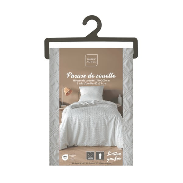 Baltos spalvos iš mikropluošto viengulė patalynė 140x200 cm Litea – douceur d'intérieur-image-4