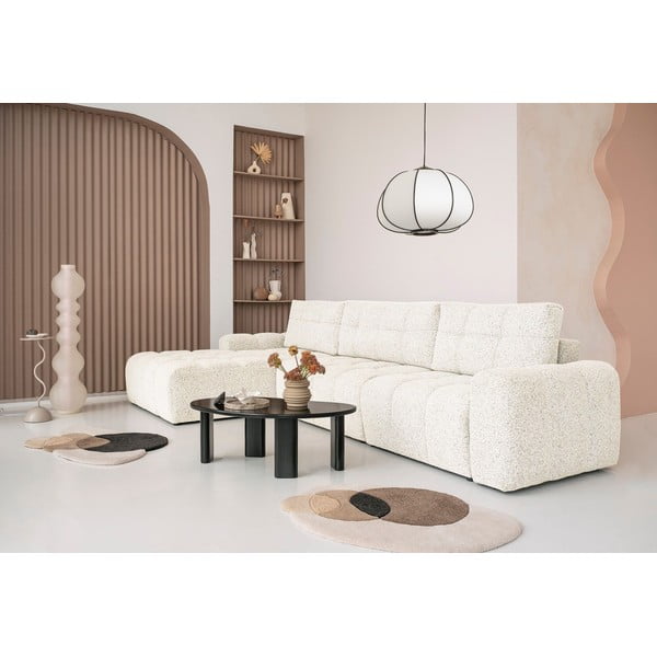 Kreminės spalvos sulankstoma/su sandėliavimo vieta modulinė kampinė sofa (su kairiuoju kampu) Lulu – Miuform-image-1