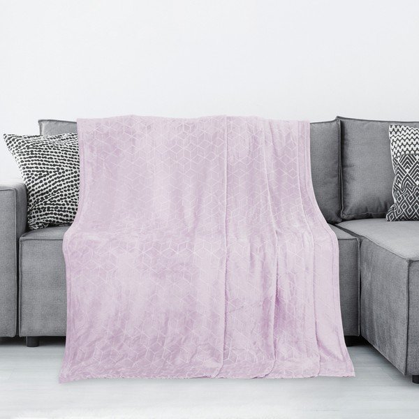 Pudrinės rožinės spalvos mikropluošto antklodė "DecoKing Nessa", 150 x 70 cm-image-2