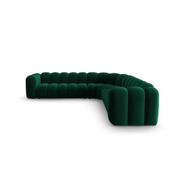 Žalios spalvos iš velveto modulinė kampinė sofa Lupine – Micadoni -image-2