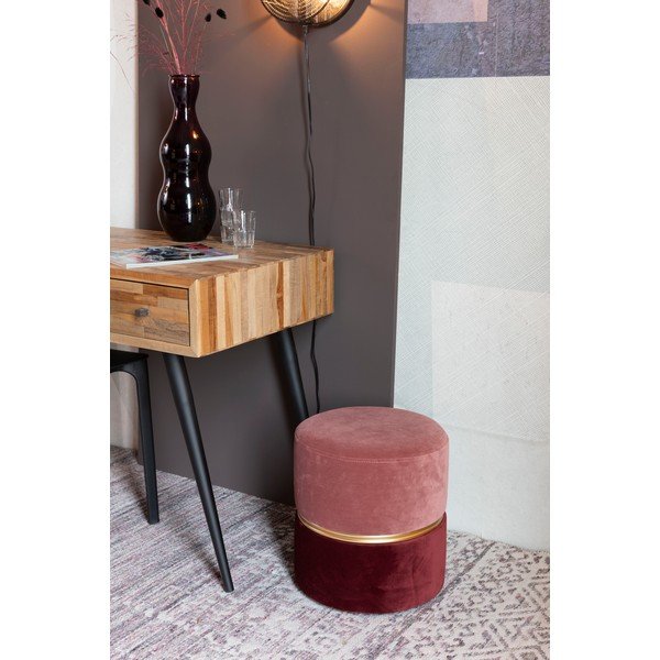 Raudonos spalvos/rožinės spalvos iš velveto pufas Bubbly – White Label-image-1