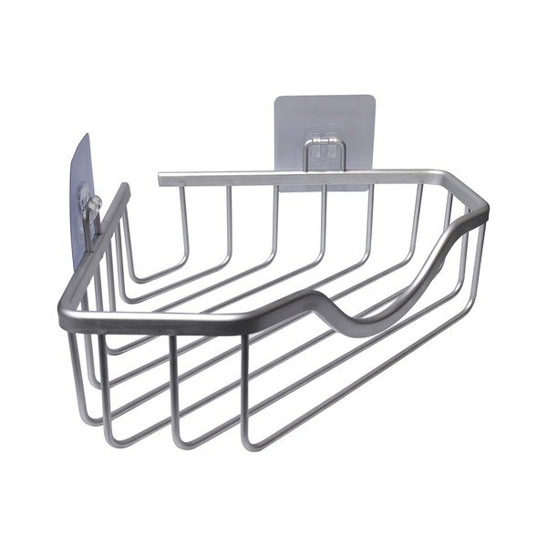 Su montavimu be gręžimo/kampinė blizgios sidabrinės spalvos iš aliuminio vonios lentyna Filaire Aluminium – douceur d'intérieur-image-1