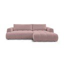 Rožinės spalvos sulankstoma/su sandėliavimo vieta kampinė sofa (su dešiniuoju kampu/su gultu) Fuji – Bobochic Paris