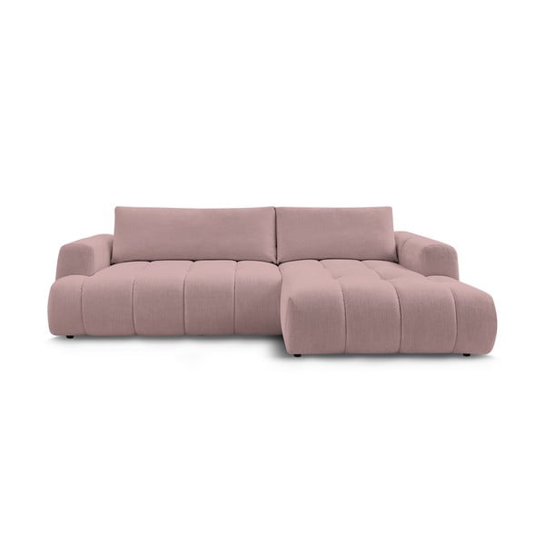 Rožinės spalvos sulankstoma/su sandėliavimo vieta kampinė sofa (su dešiniuoju kampu/su gultu) Fuji – Bobochic Paris