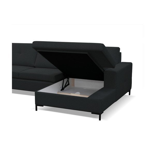 Antracito pilkos spalvos sofa-lova Ghado Moor, dešinysis kampas-image-3
