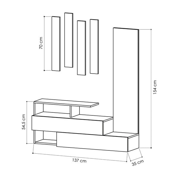 Batų lentyna su veidrodžiu ir sienine kabykla Ramda Oak-image-2