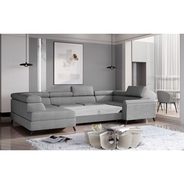 Šviesiai pilkos spalvos sulankstoma/su sandėliavimo vieta kampinė sofa (su kairiuoju kampu/„U“ formos) Escada – ELTAP-image-2