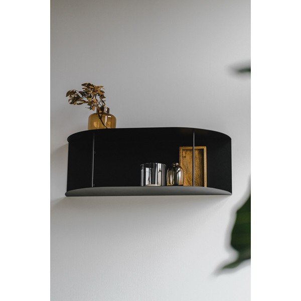 Juodos spalvos iš metalo kelių aukštų sieninė lentyna 60 cm Lina – noo.ma-image-1