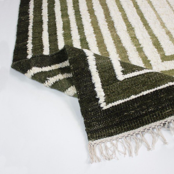 Rankų darbo žalios spalvos iš vilnos mišinio kilimas 160x230 cm Boucle Frame – Flair Rugs-image-3
