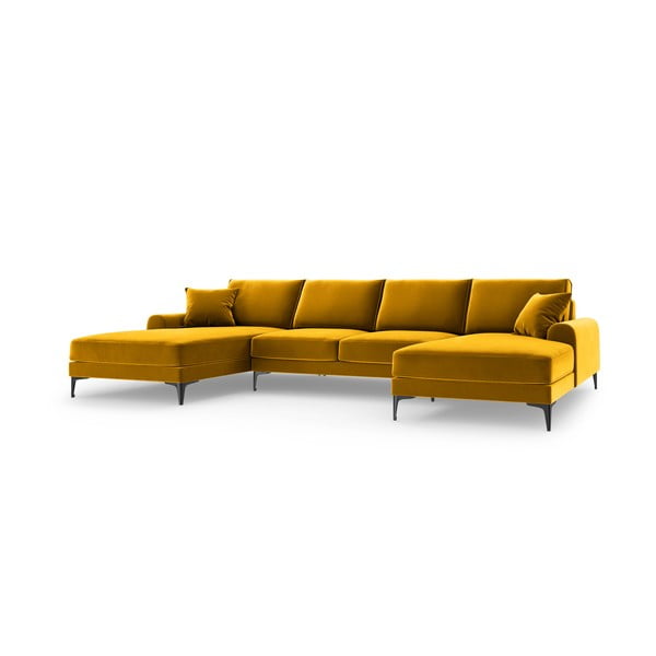 Geltona aksominė U formos sofa Mazzini Sofas Madara-image-2