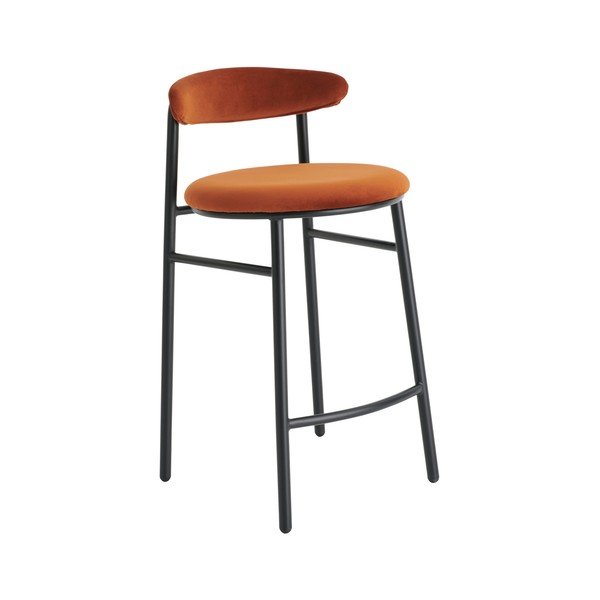 Konjako rudos spalvos iš metalo baro taburetė (sėdynės aukštis 66 cm) Doggi – Ellos Home