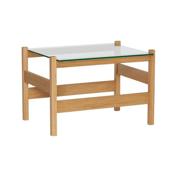 Natūralios spalvos kavos staliukas su stikliniu stalviršiu 52x66 cm Ledge – Hübsch-image-3