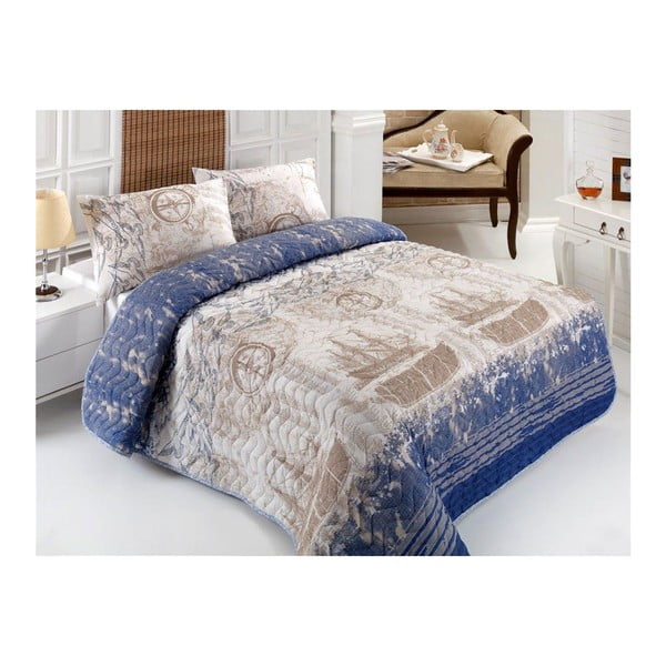 Dygsniuotas lengvas viengulės lovos užvalkalas su užvalkalu Pusula, 160 x 220 cm