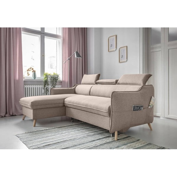Sulankstoma kampinė sofa smėlio spalvos (su kairiuoju kampu) Sweet Harmony – Miuform-image-4
