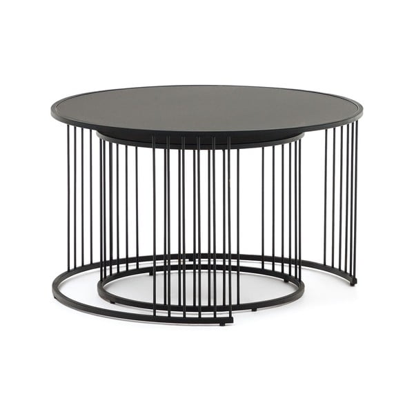 Apvalios formos šoninis stalas su stikliniu stalviršiu ø 75 cm Hadar – Kave Home-image-2