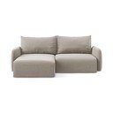Taupe spalvos sulankstoma/su sandėliavimo vieta kampinė sofa iš velveto (su kairiuoju kampu/su gultu) Kalena – Makamii