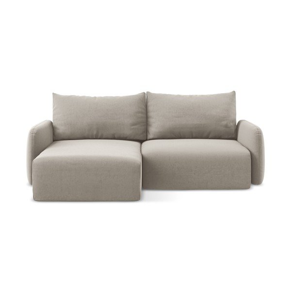 Taupe spalvos sulankstoma/su sandėliavimo vieta kampinė sofa iš velveto (su kairiuoju kampu/su gultu) Kalena – Makamii
