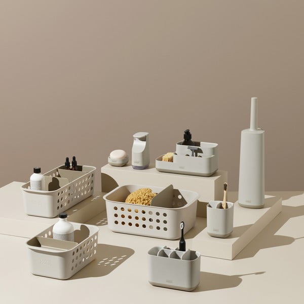 Smėlio spalvos iš plastiko dantų šepetėlio stovas EasyStore – Joseph Joseph-image-3