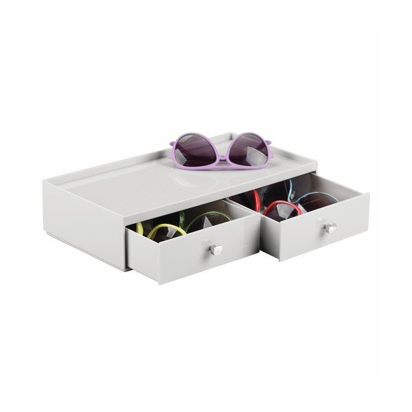 Baltas organizatorius su 2 stalčiais "InterDesign Desk-image-3
