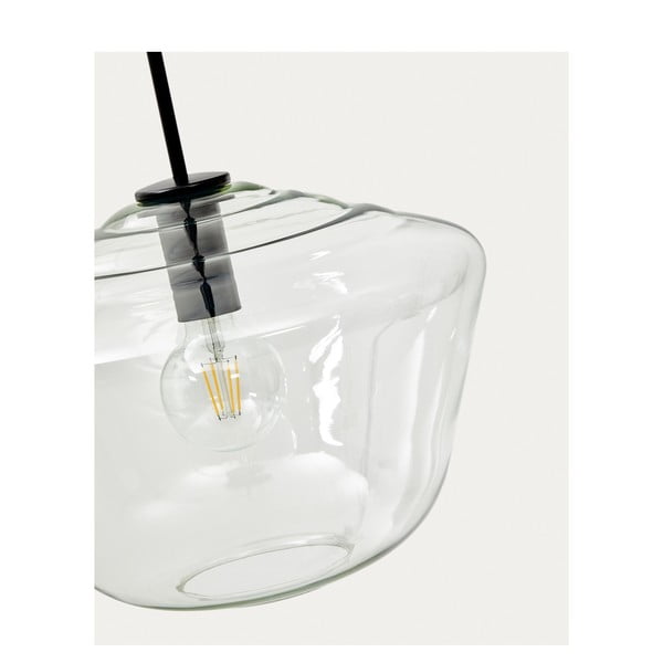 Juodos spalvos kabantis šviestuvas ø 34 cm su stiklo gaubtu Mao – Kave Home-image-3