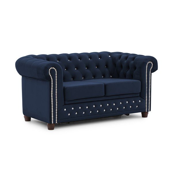 Mėlynos spalvos sulankstoma sofa iš velveto 148 cm York Blik – Ropez