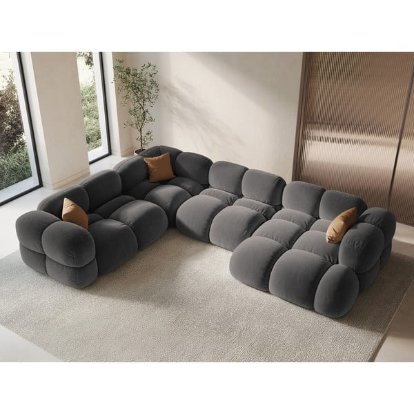 Pilkos spalvos kampinė sofa (su kairiuoju kampu/„U“ formos) Loretto – Cosmopolitan Design-image-1
