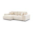 Kreminės spalvos iš kordinio velveto sulankstoma/su sandėliavimo vieta kampinė sofa (su kairiuoju kampu) Sarina – Ropez
