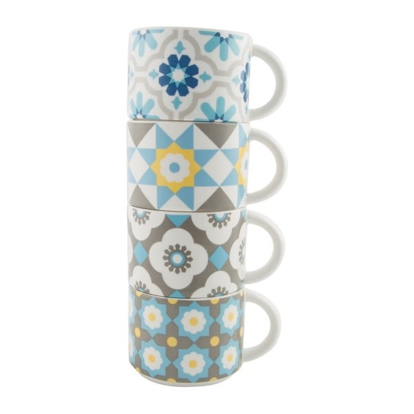 4 mėlynų "Sass & Belle" Viduržemio jūros regiono puodelių rinkinys