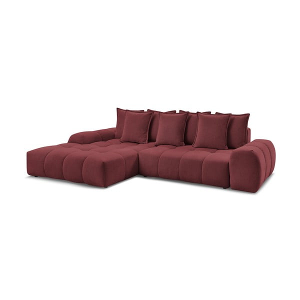 Bordo spalvos iš šenilinio audinio sulankstoma/su sandėliavimo vieta kampinė sofa (su kairiuoju kampu/su gultu) Everest – Bobochic Paris-image-3