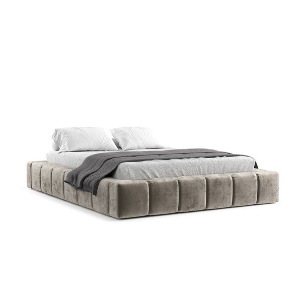 Dvigulė lova smėlio spalvos audiniu dengta su sandėliavimo vieta su lovos grotelėmis 160x200 cm Aruba L – Maison de Rêve-image-2