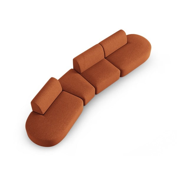 Terakotos spalvos iš šenilinio audinio sofa su kairiuoju kampu 428 cm Paolo – Milo Casa-image-1