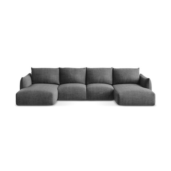 Tamsiai pilkos spalvos sulankstoma kampinė sofa („U“ formos) Leila – Makamii